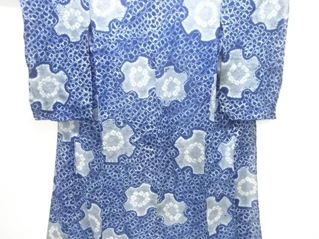 JAPANESE KIMONO / ANTIQUE SUMMER KIMONO / ARIMATSU-NARUMI SHIBORI / ABSTRACT PATTERN